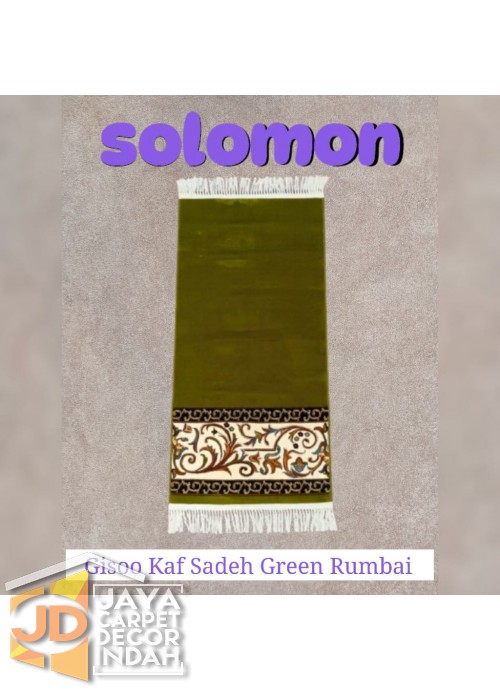 Sajadah Imam  Solomon  motif Gisoo Kaf Sadeh Green Rumbai ukuran 60 x 120 cm & 60 x 150 cm